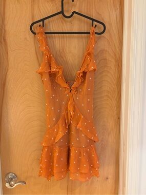 for love and lemons orange polka dot dress For Love & Lemons Polka Dot Midi Dress by For Love & Lemons